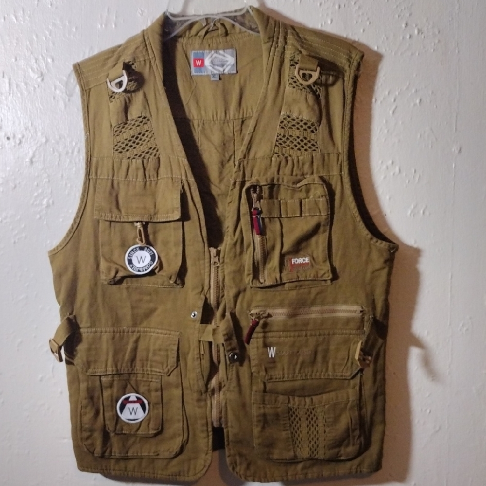 Men's,Size XL, Khaki Utility Vest